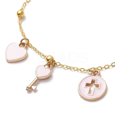 3Pcs 3 Colors Brass Flat Oval Cable Chain Bracelets BJEW-JB11602-1