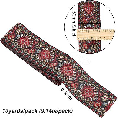 Ethnic Style Embroidery Polycotton Ribbons OCOR-WH0072-03-1