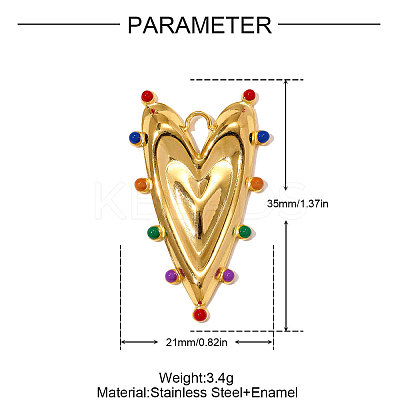 304 Stainless Steel Enamel Pendants STAS-OY010-02G-1