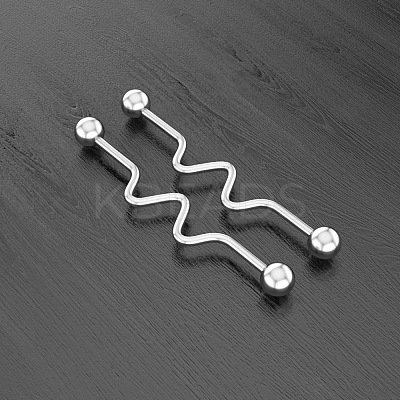 316L Surgical Stainless Steel Wavy Bar Industrial Barbell Cartilage Earrings FS-WG6688D-09-1