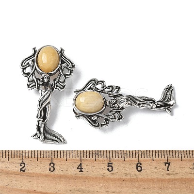 Angel Brass Natural Topaz Jade Pendants KK-D361-02AS-24-1