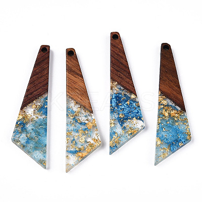 Transparent Resin & Walnut Wood Pendants RESI-N039-70H-1