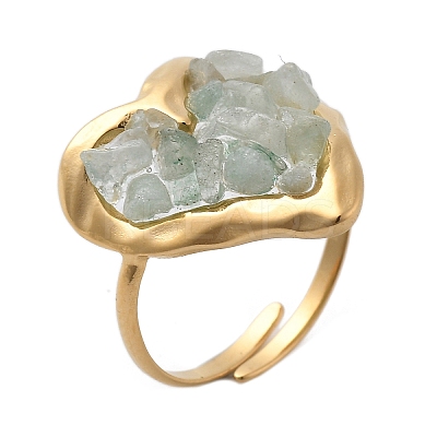 Heart Natural Green Aventurine Finger Rings STAS-Z112-10G-02-1