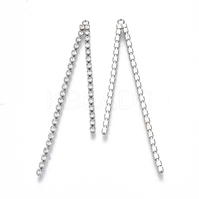 Brass Rhinestone Cup Chains Tassel Big Pendants X-KK-R129-08P-1