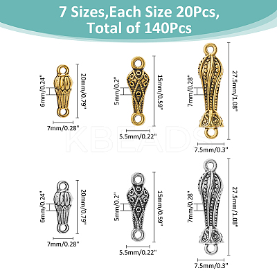 60Pcs 6 Styles Tibetan Style Zinc Alloy Connector Charms FIND-FH0009-83-1