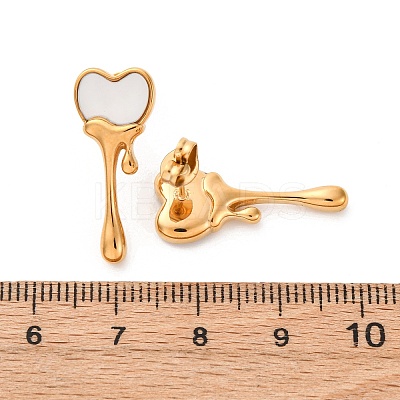 304 Stainless Steel Natural White Shell Stud Earrings EJEW-Z118-01G-1