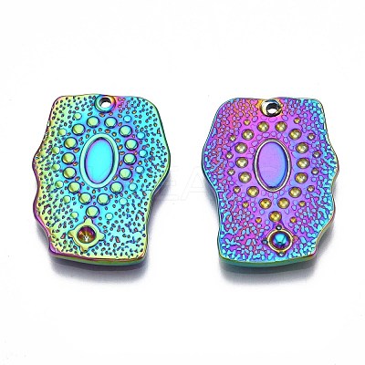 Rainbow Color 304 Stainless Steel Pendant Rhinestone Settings STAS-S119-070-1