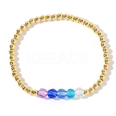 Elegant Brass & Faceted Glass Bead Stretch Bracelets CP7555-3-1