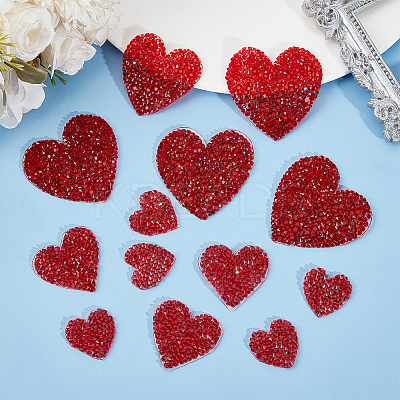 4 Styles Heart Hotfix Rhinestone Appliques PATC-CP0001-02B-1