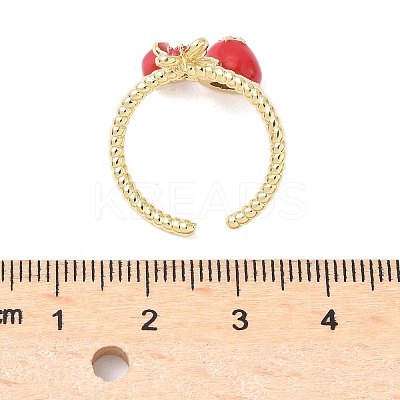 Brass Micro Pave Clear Cubic Zirconia Enamel Adjustable Cuff Rings for Women RJEW-G350-01E-G-1