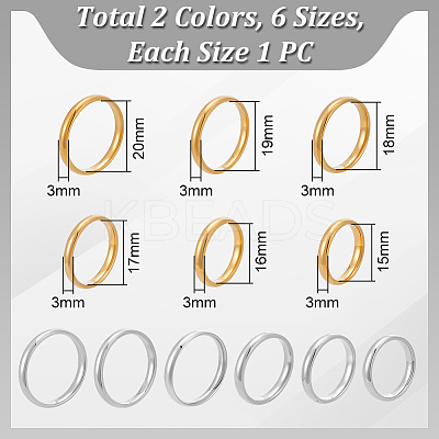 304 Stainless Steel Flat Plain Band Rings STAS-UN0017-91P-1