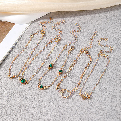 5Pcs 5 Styles Alloy Chain Bracelet & Bangle Set for Women WG6073F-01-1