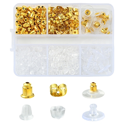 6 Styles Brass Bullet Clutch Bullet Clutch Earring Backs with Pad FIND-FS0003-08G-1