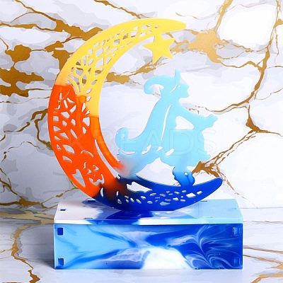 Halloween Theme DIY Moon with Witch Display Decoration Silicone Molds DIY-G058-E01-1