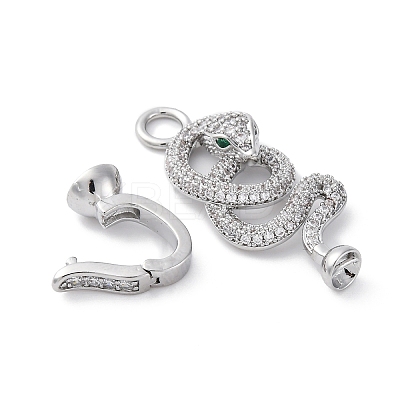 Brass Micro Pave Cubic Zirconia Fold Over Clasps KK-D360-13P-1