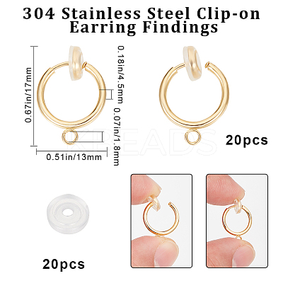 20Pcs 304 Stainless Steel Clip-on Earring Findings STAS-BBC0003-25-1
