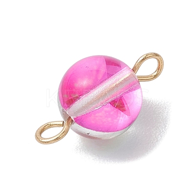 Dyed Synthetic Moonstone Round Connector Charms PALLOY-JF02690-01-1