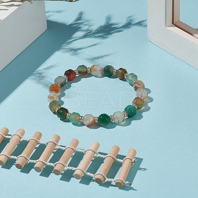 Dyed Natural Agate Beaded Stretch Bracelet Sets BJEW-JB09180-1