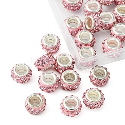 50Pcs Polymer Clay Rhinestone European Large Hole Beads FPDL-YW0001-01A-1