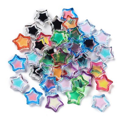Transparent Two Tone Resin Cabochons RESI-E045-02-1