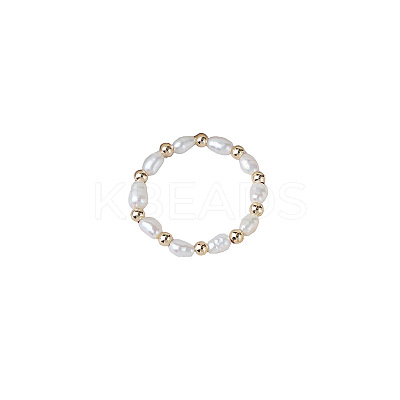 Natural Freshwater Pearl Rice Beaded Stretch Rings FS-WG04E98-01-1