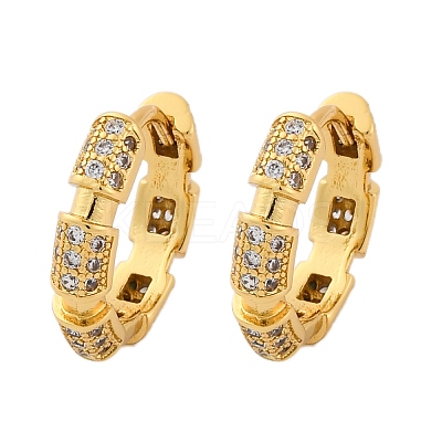 Brass Micro Pave Clear Cubic Zirconia Hoop Earrings EJEW-R025-17G-1