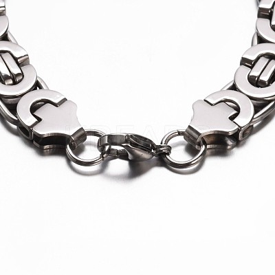 Tarnish Resistant 201 Stailess Steel Byzantine Chain Bracelets BJEW-G469-12P-1