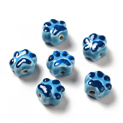 Handmade Printed Porcelain Beads PORC-F005-02A-1