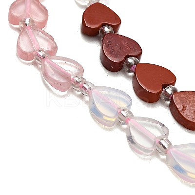 5 Styles Cherry Quartz Glasss & Natural Green Aventurine & Apatite & Rose Quartz & Red Jasper Beads Strands G-F811-A02-01-1