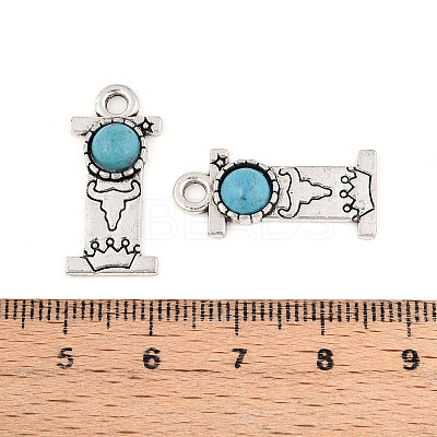 Synthetic Turquoise & Alloy Pendants PALLOY-H146-01AS-I-1