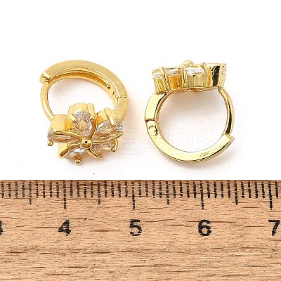 Flower Brass Hoop Earrings EJEW-S256-01B-G-1
