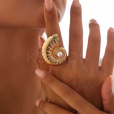 Conch Alloy Adjustable Rings for Women LS-RJEW-B108-03KCG-1