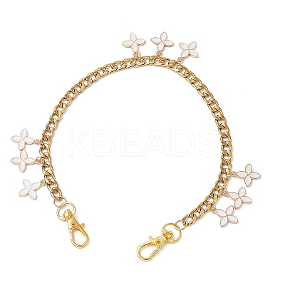 3Pcs 3 Colors Alloy Enamel Flower Charm 304 Stainless Steel Cuban Link Chain Bag Decorative Chains FIND-JF00160-1