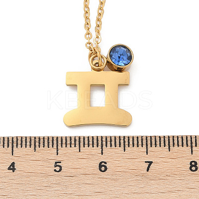 304 Stainless Steel Glass Drill Birth Stone Constellation Pendant Necklaces LS-STAS-D305-08G-C-1