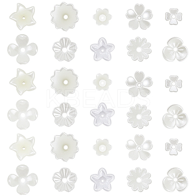 600Pcs 10 Styles ABS Plastic Imitation Pearl & Acrylic Bead Caps OACR-SC0002-36-1