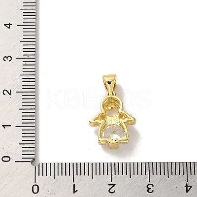 Rack Plating Brass Micro Pave Clear Cubic Zirconia Pendants KK-R158-10G-1