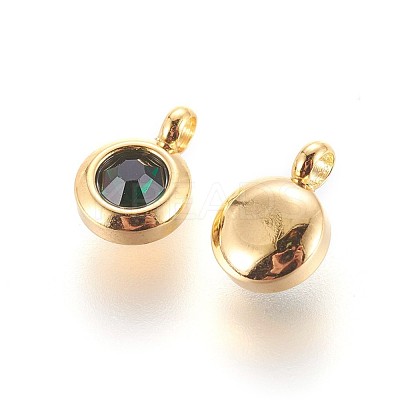 304 Stainless Steel Rhinestone Charms STAS-P237-10G-07-1