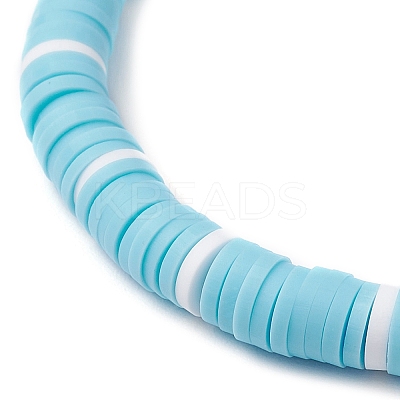 3Pcs 3 Styles Flat Round Handmade Polymer Clay Heishi Beaded Stretch Bracelets BJEW-JB11715-1