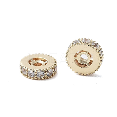 Brass Micro Pave Clear Cubic Zirconia Beads KK-Z059-01G-1