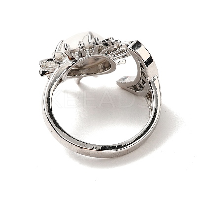 Natural Howlite Sun & Moon Open Cuff Rings RJEW-K241-01P-05-1