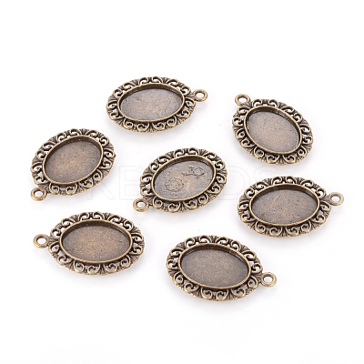 Tibetan Style Pendant Cabochon Settings TIBEP-R099-AB-FF-1