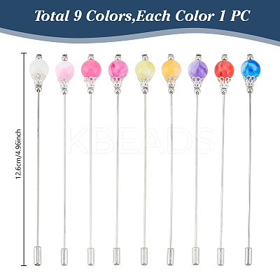9Pcs 9Colors Brass Acrylic Kilt Pins for Women JEWB-DR00007-1