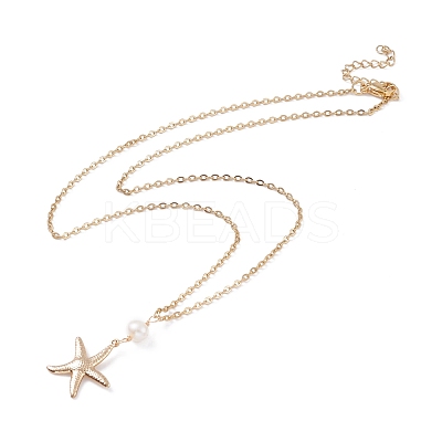 Starfish Pendant Neckelaces for Girl Women NJEW-JN03744-1