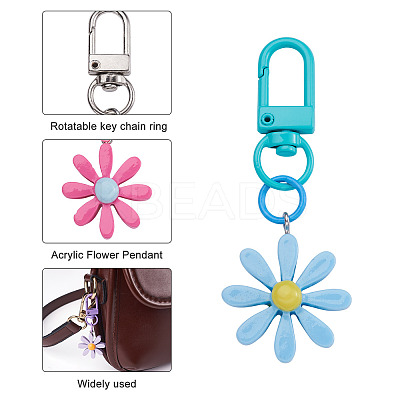 12Pcs 12 Colors Resin/Acrylic Pendants Keychains KEYC-BY0001-01-1