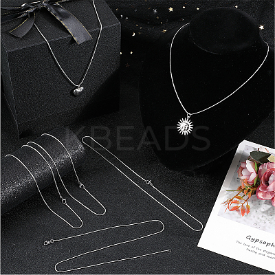 12Pcs Classic Plain 304 Stainless Steel Round Snake Chain Necklaces Set NJEW-SC0001-18-1