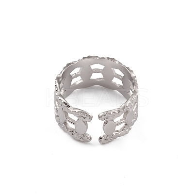 Non-Tarnish 304 Stainless Steel Horse Eye Open Cuff Ring for Women RJEW-G285-02P-1