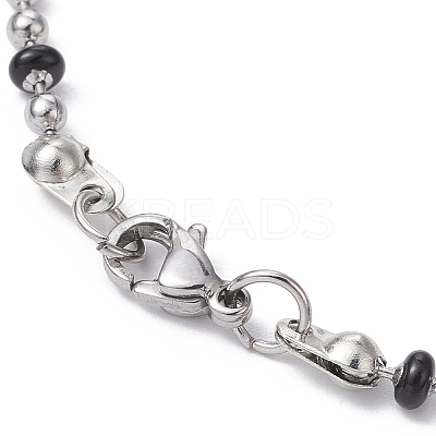304 Stainless Steel Enamel Ball Chains Bracelets for Women BJEW-JB09866-1