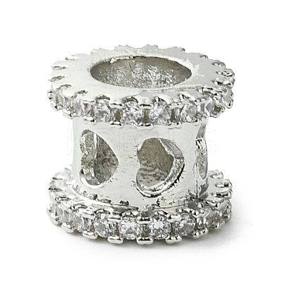 Rack Plating Brass Micro Pave Clear Cubic Zirconia European Beads KK-G501-07P-1