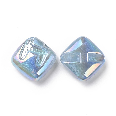 Rainbow Iridescent Plating Acrylic Beads OACR-A010-06E-1