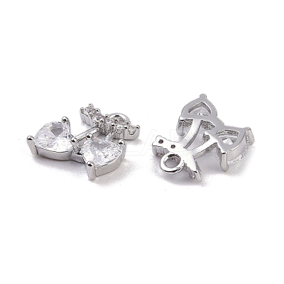 Brass Micro Pave Clear Cubic Zirconia Pendants KK-K351-40P-1